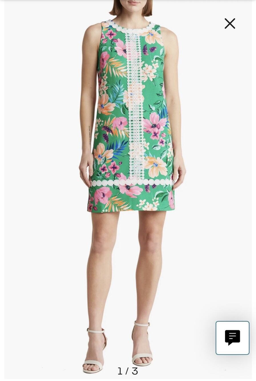 Eliza J Sleeveless Floral Embroidered Lace Trim A-Line Sheath dress Size 14 NWOT